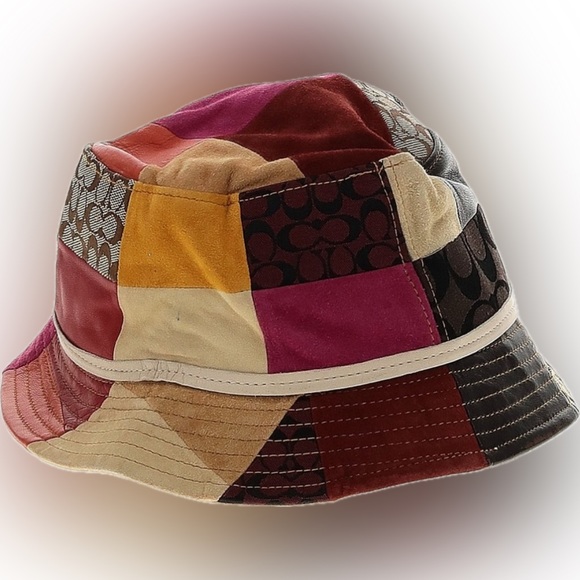 Coach Other - Vintage Coach Kids Leather Patchwork Bucket Hat L/XL